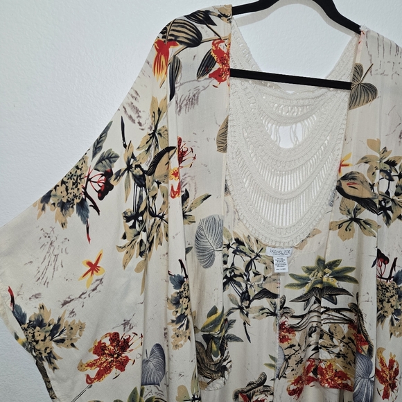 Rachel Zoe Tropical Print Crochet Lace Kimono Swim Coverup - Picture 3 of 10